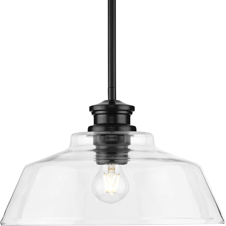 Progress Lighting Singleton 1 Light Pendant, Matte Black/Clear - P500381-31M