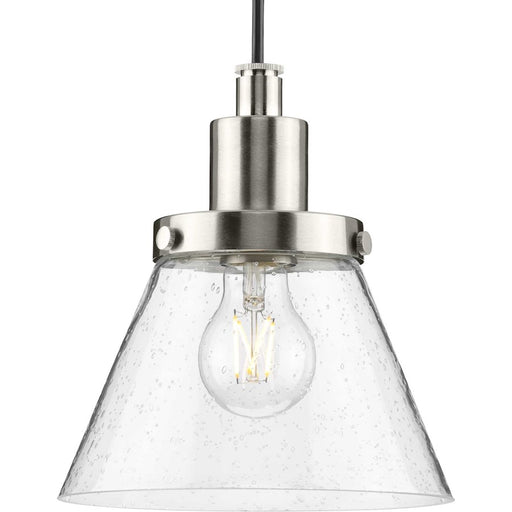 Progress Lighting Hinton 1 Light 8" Pendant, Nickel/Clear Seeded - P500382-009