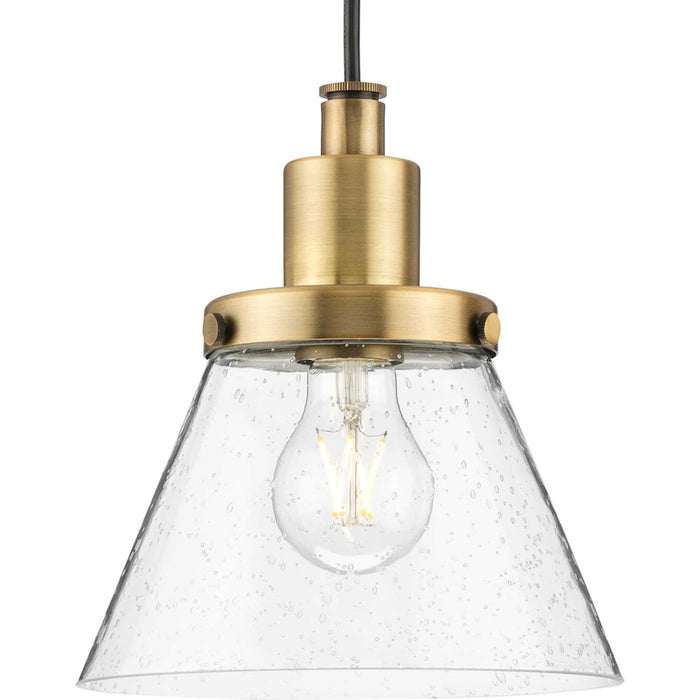 Progress Hinton 1 Light 8" Pendant, Brass/Clear Seeded - P500382-163