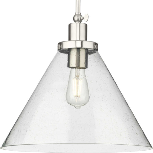 Progress Lighting Hinton 1 Light 16" Pendant, Nickel/Clear Seeded - P500384-009