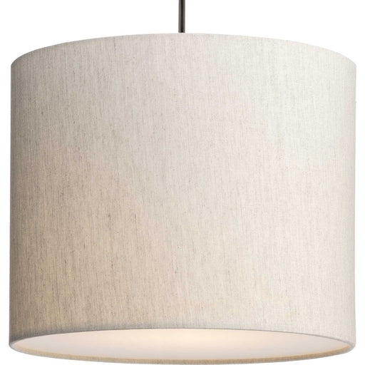 Progress Markor 1 Light Pendant, Nickel/Black/Brass /Ecru Linen - P500386-194