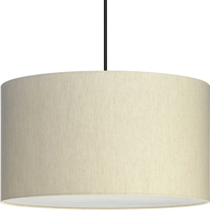 Progress Markor 3 Light Pendant, Nickel/Black/Brass /Ecru Linen - P500387-194