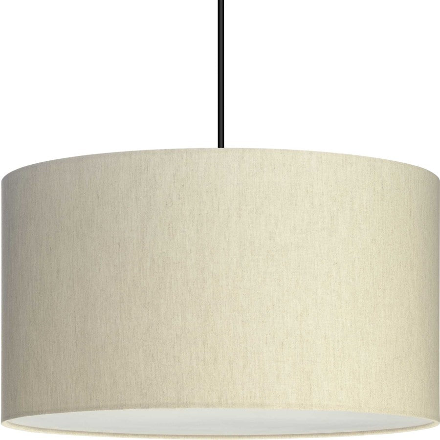 Progress Markor 3 Light Pendant, Nickel/Black/Brass /Ecru Linen - P500387-194