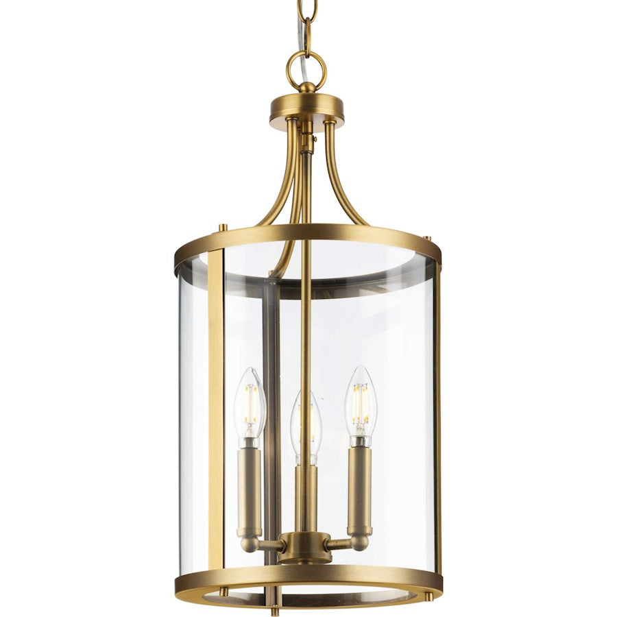 Progress Gilliam 3 Light Hall & Foyer, Vintage Brass/Clear - P500390-163