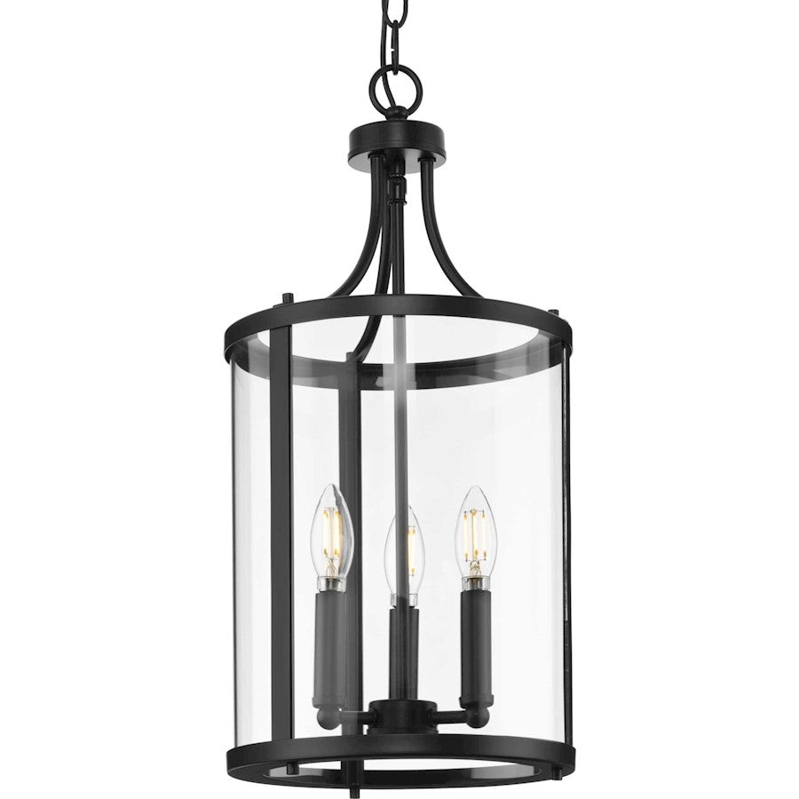 Progress Lighting Gilliam 3 Light Hall & Foyer, Matte Black/Clear - P500390-31M