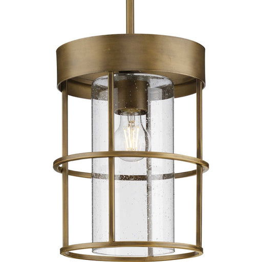 Progress Burgess 1 Light Pendant, Aged Bronze/Clear Seeded - P500401-196