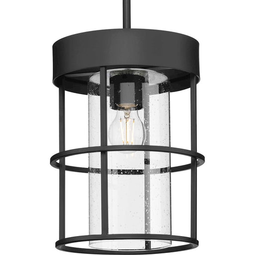 Progress Lighting Burgess 1 Light Pendant, Black/Clear Seeded - P500401-31M