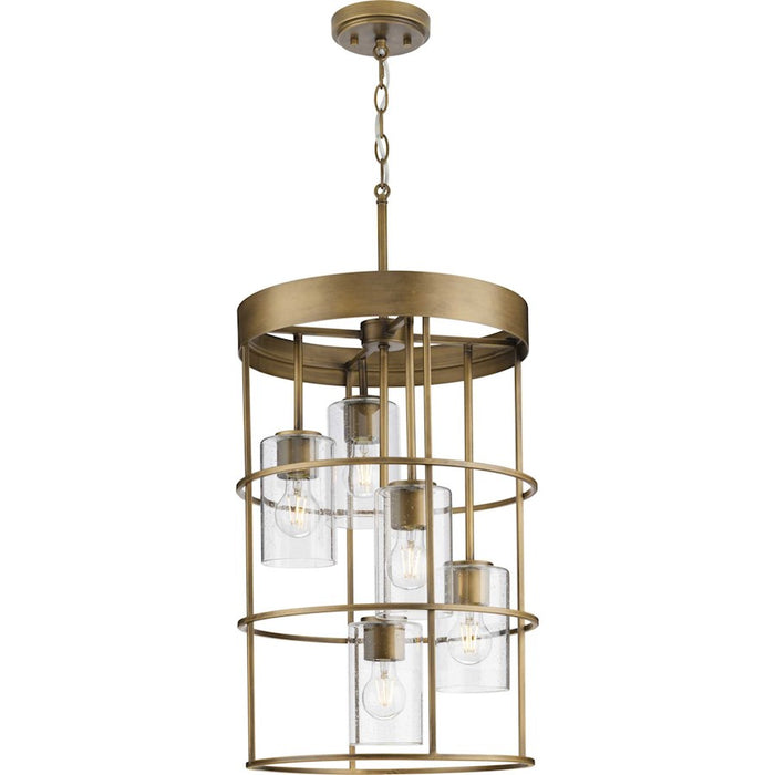 Progress Burgess 5 Light Hall & Foyer Light, Bronze/Clear Seeded - P500402-196