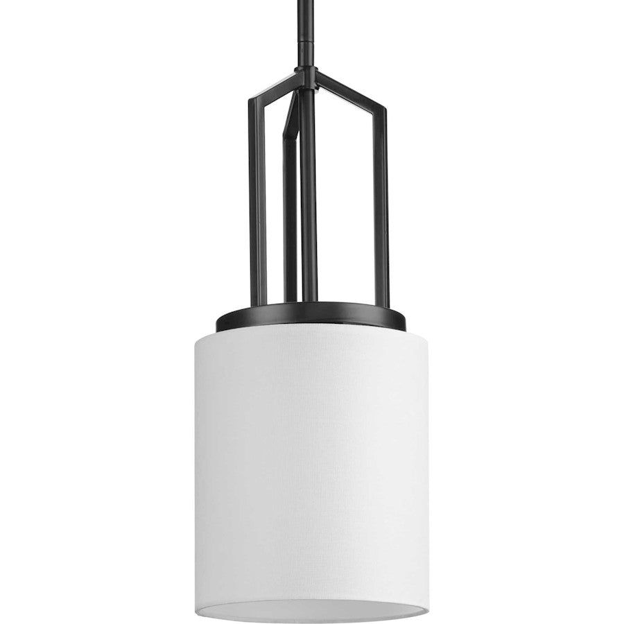 Progress Lighting Goodwin 1 Light Pendant, Matte Black/White Linen - P500410-31M