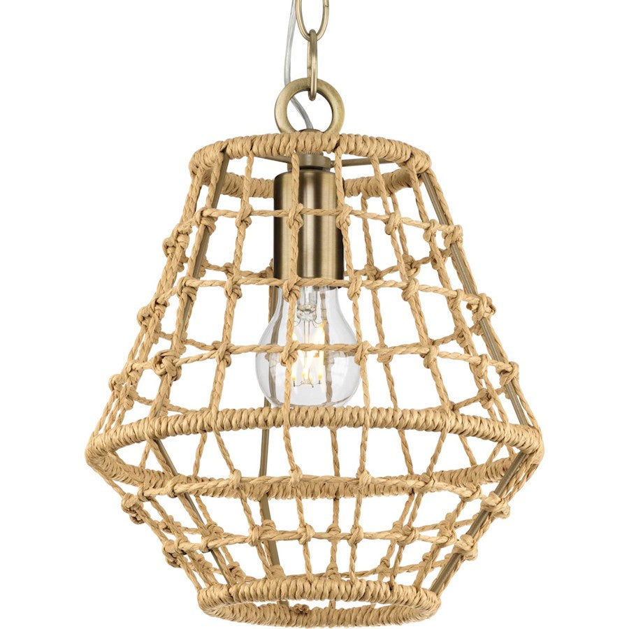 Progress Lighting Laila 1 Light Pendant, Vintage Brass - P500423-163