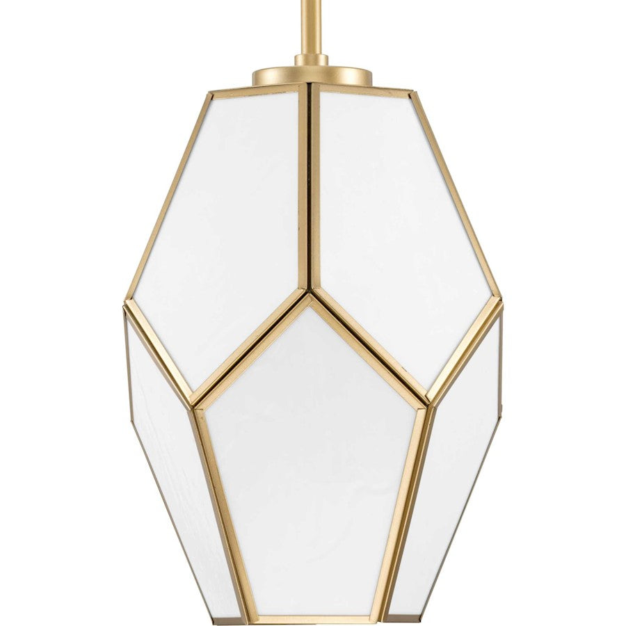 Progress Lighting Latham 9" Pendant, Gold/White Art Glass - P500435-078