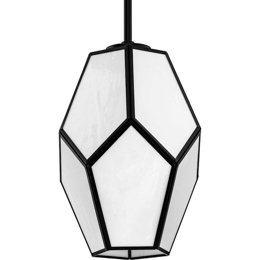 Progress Lighting Latham 9" Pendant, Black/White Art Glass - P500435-31M