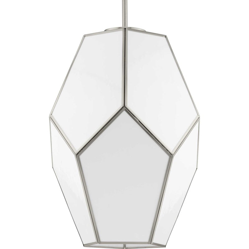 Progress Lighting Latham 14" Pendant, Nickel/White Art Glass - P500436-009