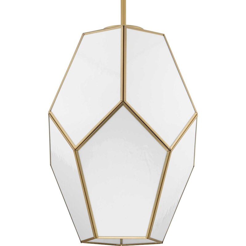 Progress Lighting Latham 14" Pendant, Gold/White Art Glass - P500436-078