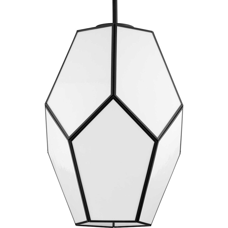 Progress Lighting Latham 14" Pendant, Black/White Art Glass - P500436-31M