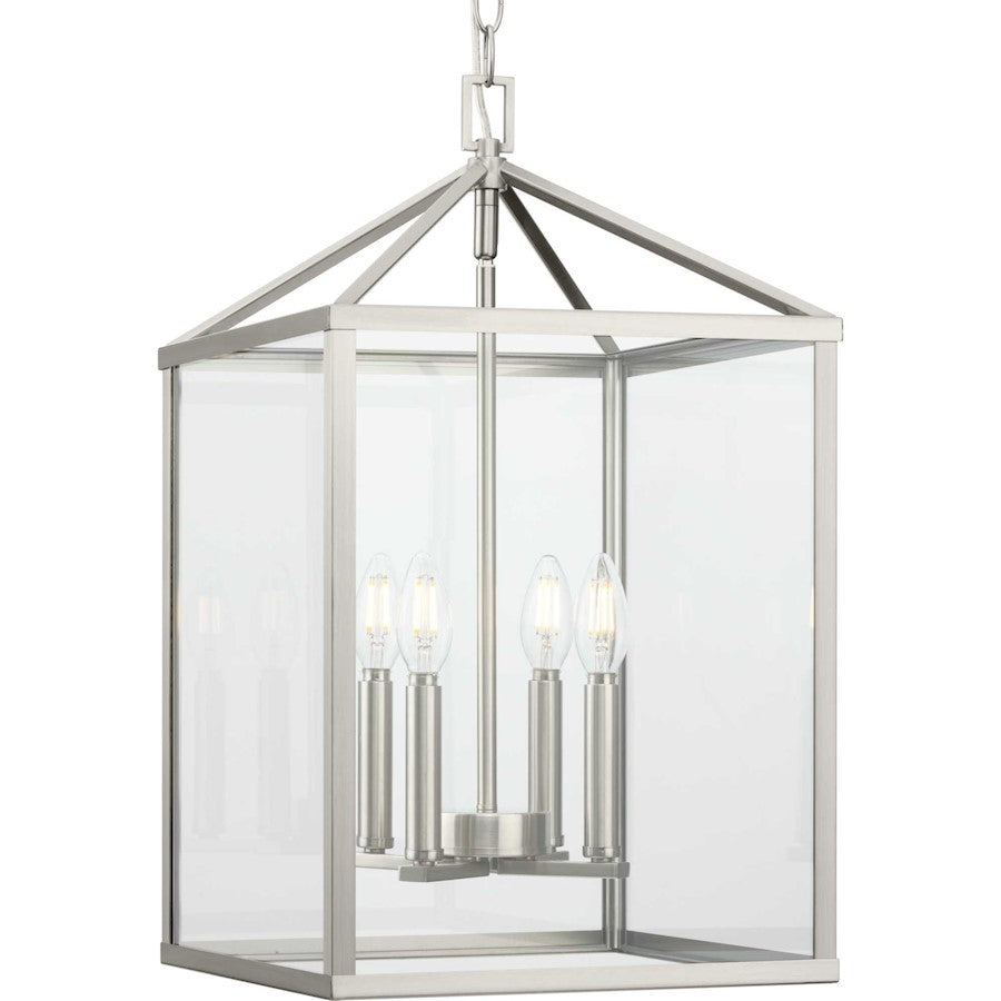 Progress Lighting Hillcrest 13" Sq. Hall/Foyer Light, Nickel/Clear - P500440-009