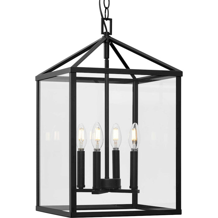 Progress Lighting Hillcrest 13" Sq. Hall/Foyer Light, Black/Clear - P500440-31M