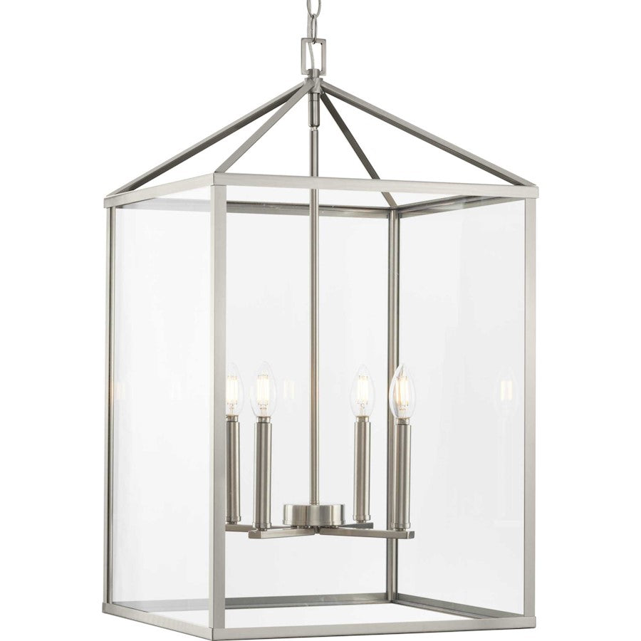 Progress Lighting Hillcrest 17" Sq. Hall/Foyer Light, Nickel/Clear - P500441-009