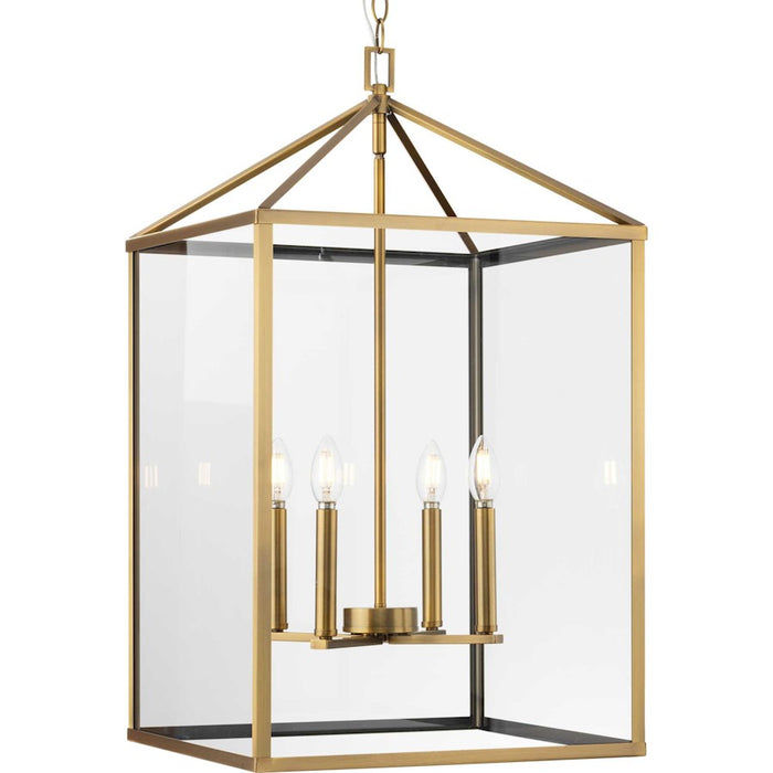 Progress Lighting Hillcrest 17" Sq. Hall/Foyer Light, Brass/Clear - P500441-163