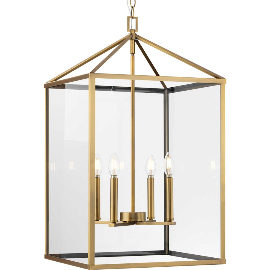 Progress Lighting Hillcrest 17" Sq. Hall/Foyer Light, Brass/Clear - P500441-163