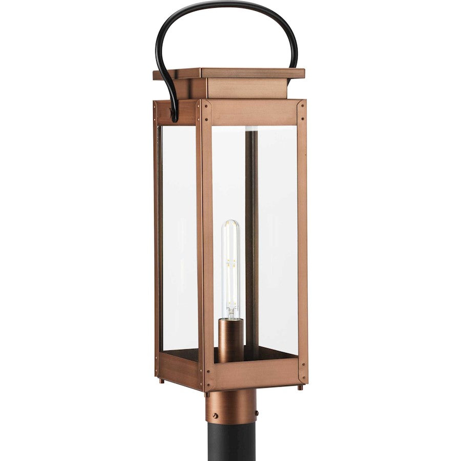 Progress Union Square 1 Light Outdoor Post Light, Copper/Clear - P540046-169