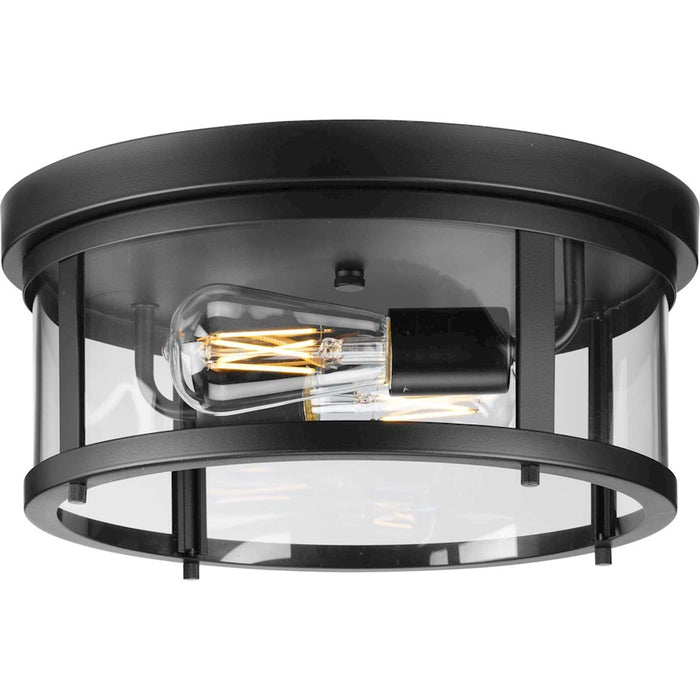 Progress Lighting Gunther 2 Light Flush Mount Light, Black/Clear - P550021-31M