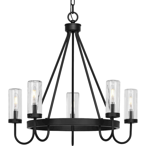 Progress Swansea 5 Light 24" Outdoor Chandelier, Black/Clear - P550130-31M