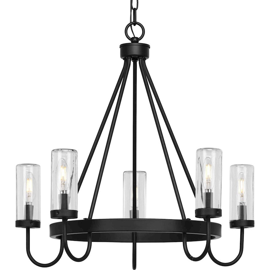 Progress Swansea 5 Light 24" Outdoor Chandelier, Black/Clear - P550130-31M