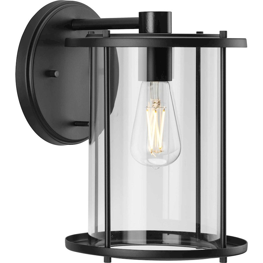 Progress Lighting Gunther 1 Light 11" Wall Lantern, Black/Clear - P560058-31M