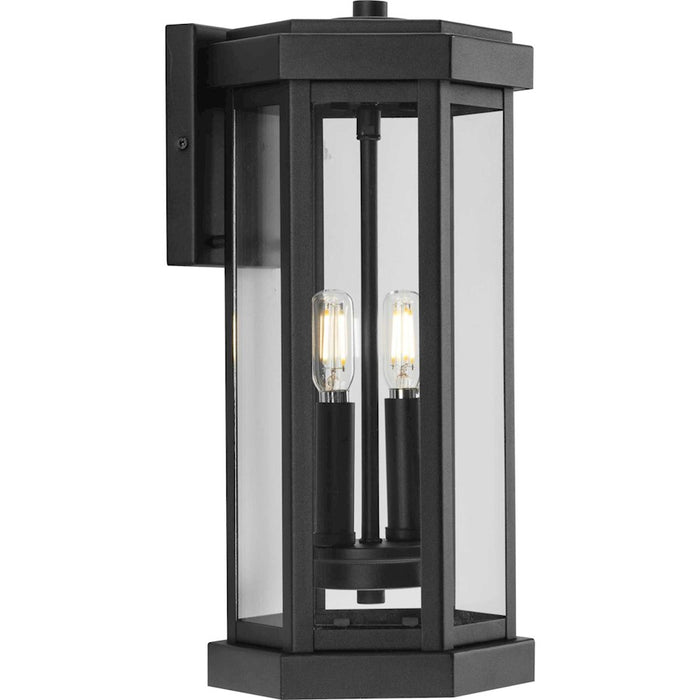 Progress Lighting Ramsey 2 Light Outdoor Wall Lantern, Black/Clear - P560338-031