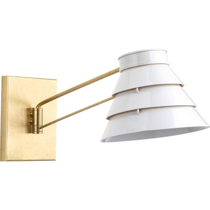 Progress Point Dume Onshore 1Lt Swing Arm Wall Sconce, Brass/White - P710070-160