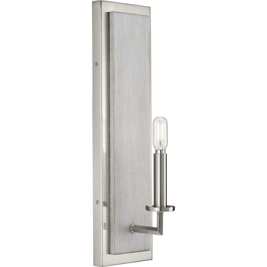 Progress Galloway 1 Light Wall Bracket, Nickel/Grey Washed Oak - P710109-009