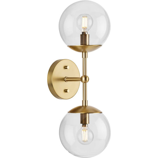 Progress Lighting Atwell 2 Light Wall Sconce, Brushed Bronze/Clear - P710114-109