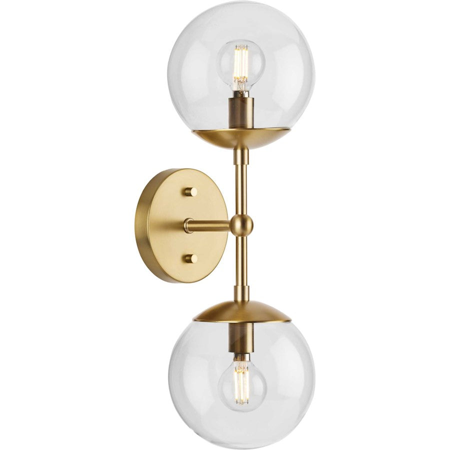 Progress Lighting Atwell 2 Light Wall Sconce, Brushed Bronze/Clear - P710114-109