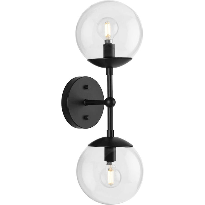 Progress Lighting Atwell 2 Light Wall Sconce, Matte Black/Clear - P710114-31M