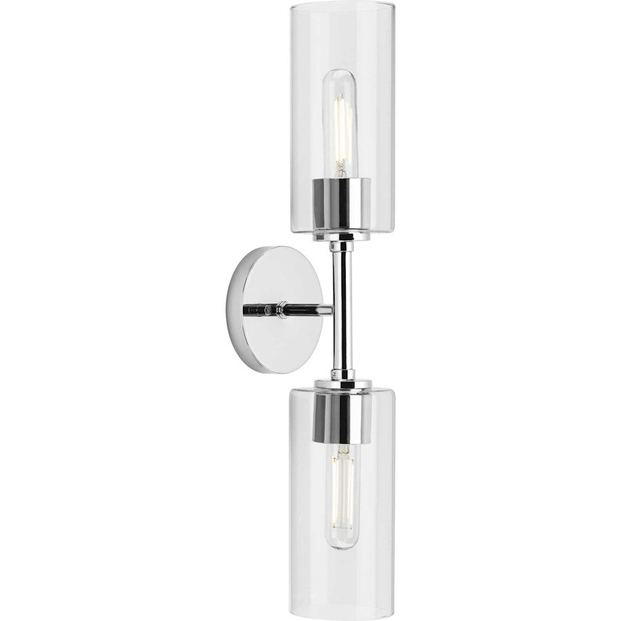 Progress Lighting Cofield 2 Light Wall Bracket, Chrome/Clear - P710115-015