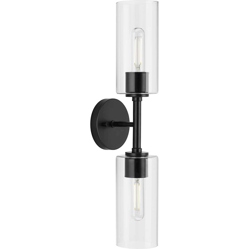 Progress Lighting Cofield 2 Light Wall Bracket, Matte Black/Clear - P710115-31M