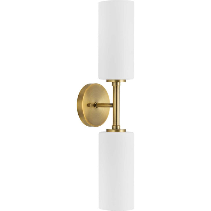 Progress Cofield 2 Light Wall Bracket, Vintage Brass/Etched White - P710116-163