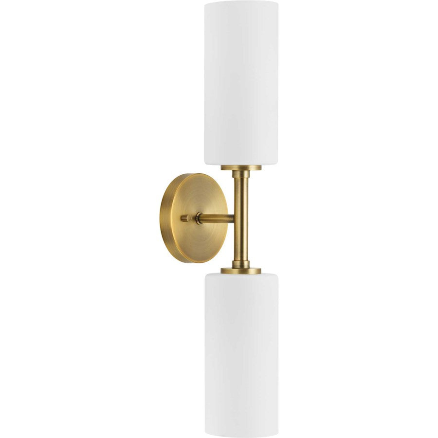 Progress Cofield 2 Light Wall Bracket, Vintage Brass/Etched White - P710116-163