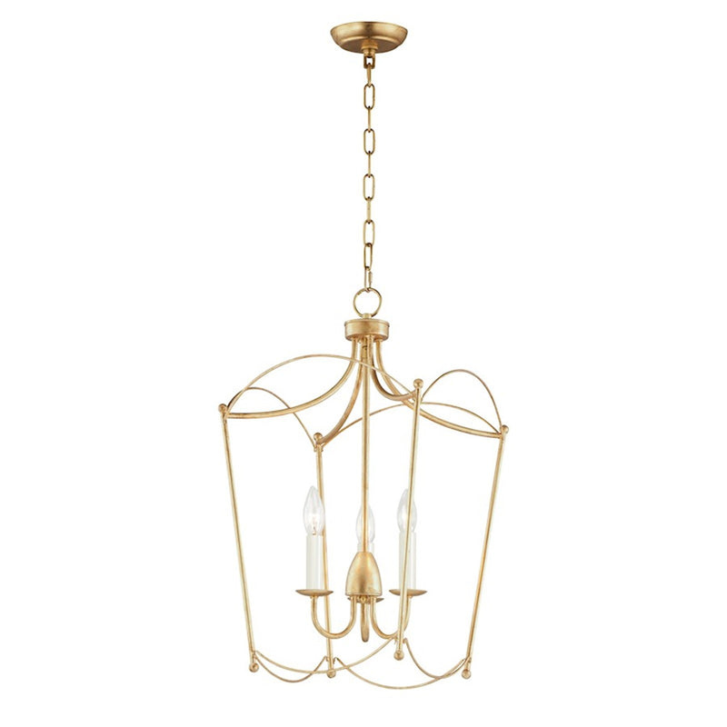 Maxim Plumette 3-Light Pendant | French Country Gold Leaf Steel | Kitchen Island & Dining Room | 14 x 24 in | Model MX12163GL