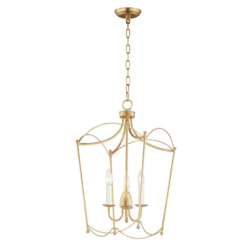Maxim Plumette 3-Light Pendant | French Country Gold Leaf Steel | Kitchen Island & Dining Room | 14 x 24 in | Model MX12163GL