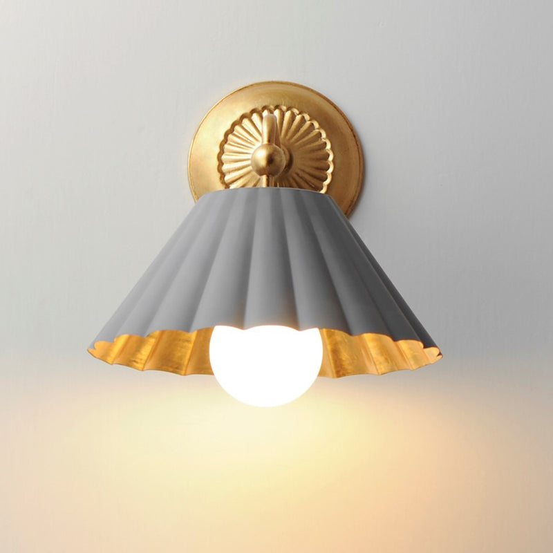 Maxim Primrose 1-Light Wall Sconce | Dark Grey and Gold Leaf Steel | Bedroom & Hallway Accent Light | 10 x 11 in | Model MX18051DGGL