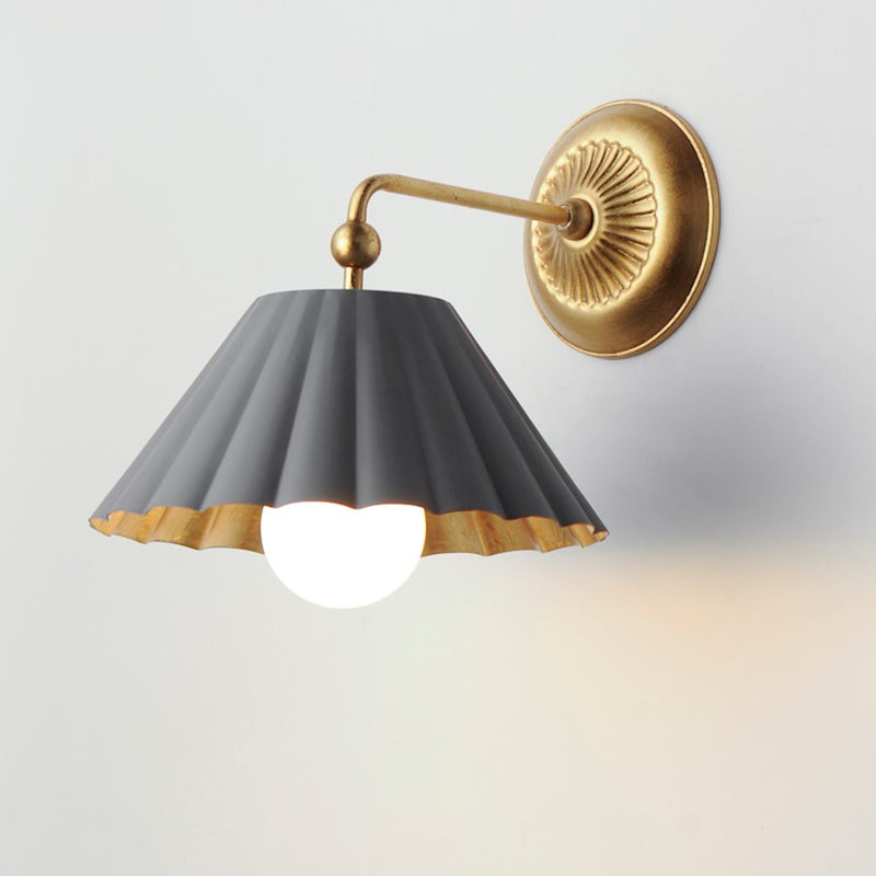 Maxim Primrose 1-Light Wall Sconce | Dark Grey and Gold Leaf Steel | Bedroom & Hallway Accent Light | 10 x 11 in | Model MX18051DGGL