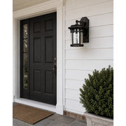 Maxim Santa Barbara Cast 11in 1-Light Outdoor Wall Lantern | Transitional Sienna and Seedy Glass | Covered Patio | 11 x 18 x 9 in | Model MX3131CDSE