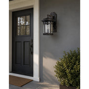 Maxim Santa Barbara Cast 11in 1-Light Outdoor Wall Lantern | Transitional Sienna and Seedy Glass | Covered Patio | 11 x 18 x 9 in | Model MX3131CDSE
