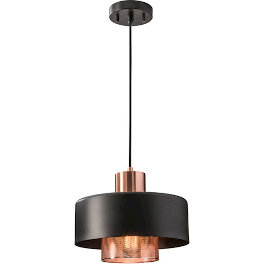 OPEN BOX ITEM: Adesso Bradbury Pendant, Black/Brushed Copper