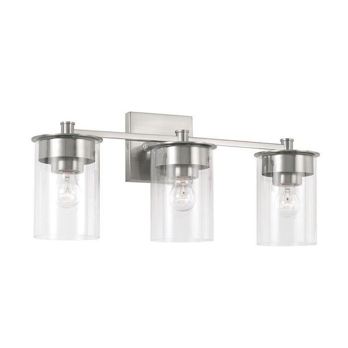 OPEN BOX: Capital Lighting Mason 3 Light Vanity, Nickel/Clear - 146831BN-532