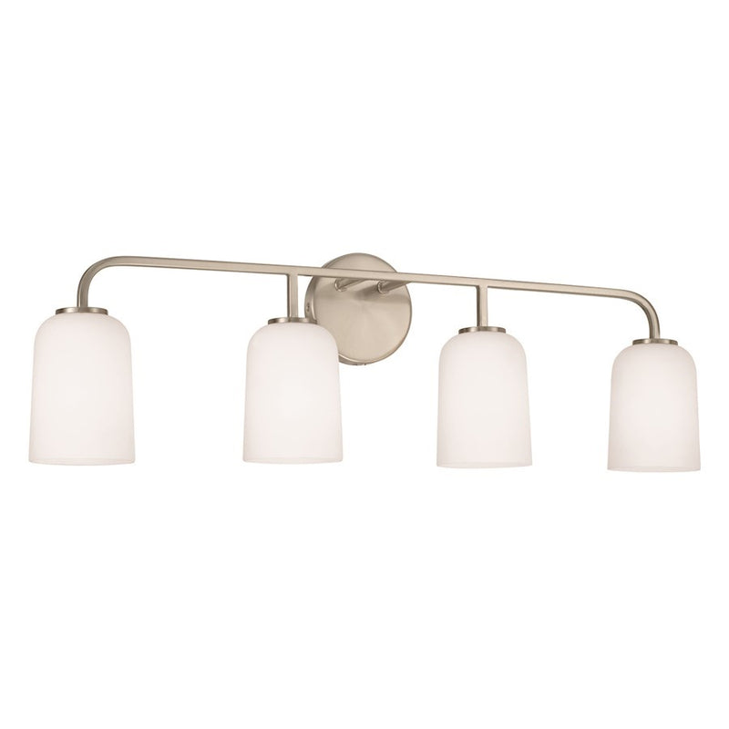 OPEN BOX: HomePlace Lighting Lawson 4LT Vanity, Nickel/White - CL148841BN-542