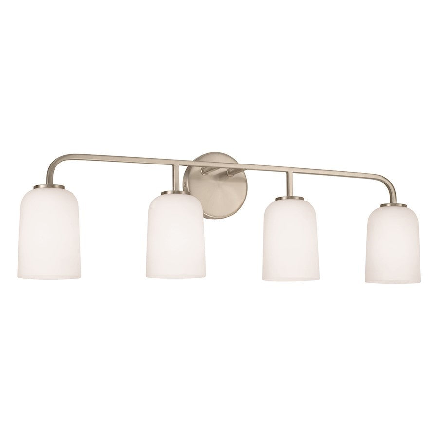 OPEN BOX: HomePlace Lighting Lawson 4LT Vanity, Nickel/White - CL148841BN-542