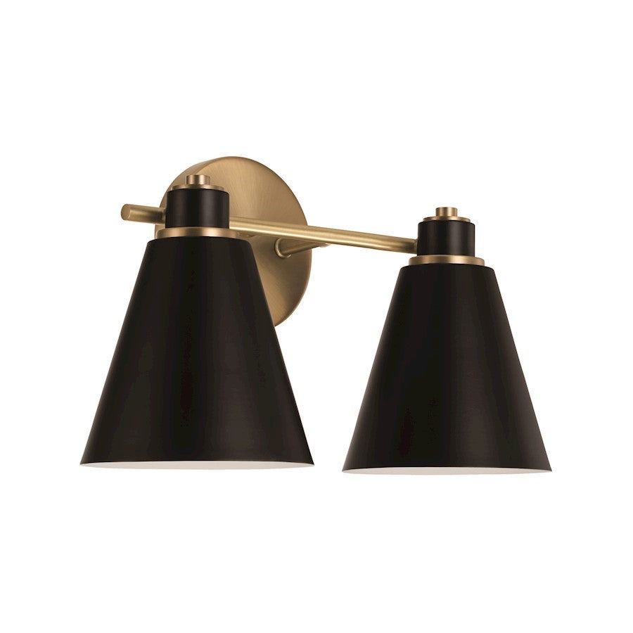 OPEN BOX: Capital Lighting Bradley 2Lt Vanity, Brass/Black - CL150121AB